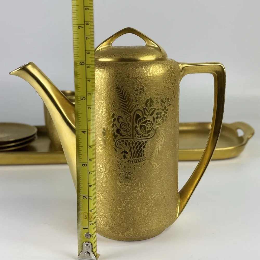 Antique 24k Weeping Gold Chintz Coffee Service, Epiag, RS Tilowitz, MZ Austria